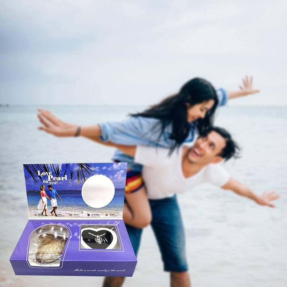 Love Wish Pearl Pendant Necklace Gift Box Natural Oyster Pearl Necklace Romantic Jewelry Gift for Birthday thumbnail 6