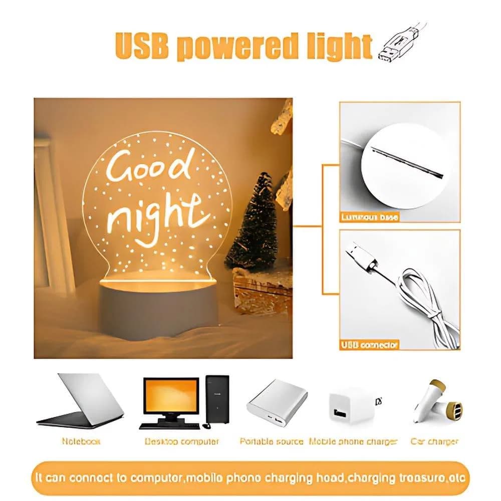 Creative 3D Visualization LED Acrylic Message Writing Lamp – Rewritable Glowing Illusion Night Light thumbnail 7