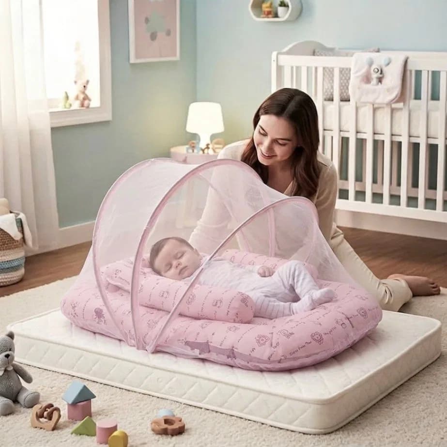 Baby Bed Set With Mosquito Net, Baby Bed with Mosquito Net and Pillow