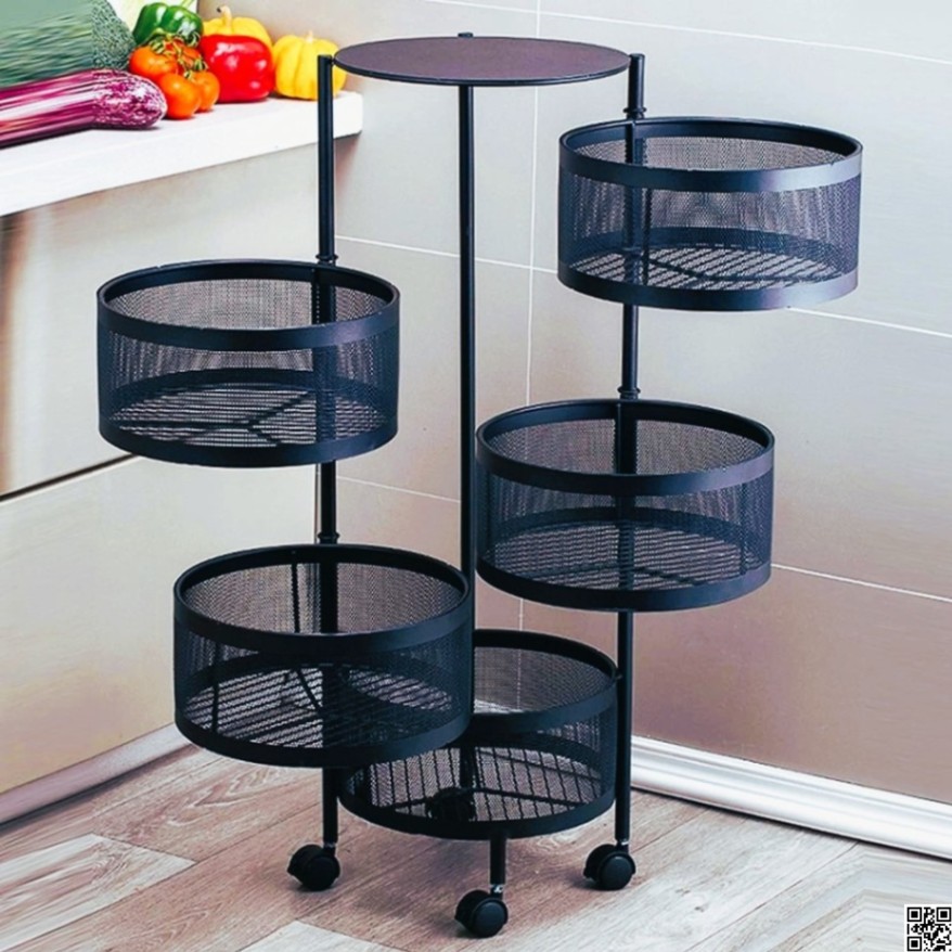 5 Layer Kitchen Storage Rack – Multi-Tier Rolling Storage Organizer thumbnail 5