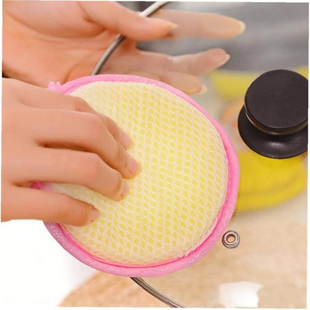 2 Pcs Washing Dishes Sponges Double-Sided Dishwashing Sponge Scrubber Round Non-Scratch Scrub Sponges Pads Kitchen Cleaning Tools for Dishes, Pots, Pans, Sink, Basin thumbnail 3