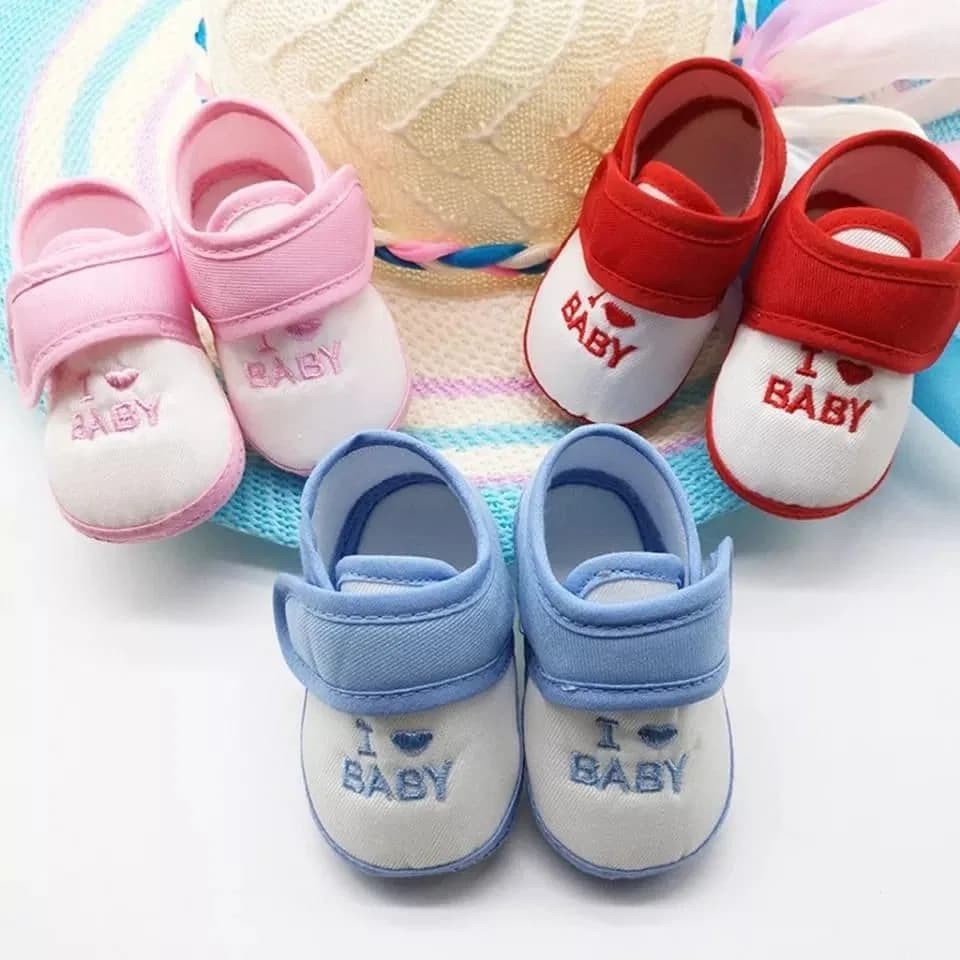 Newborn Baby Cotton Soft Shoes 0-12 Months – I Love Baby Soft Sole Infant Shoes for Newborn Boys & Girls