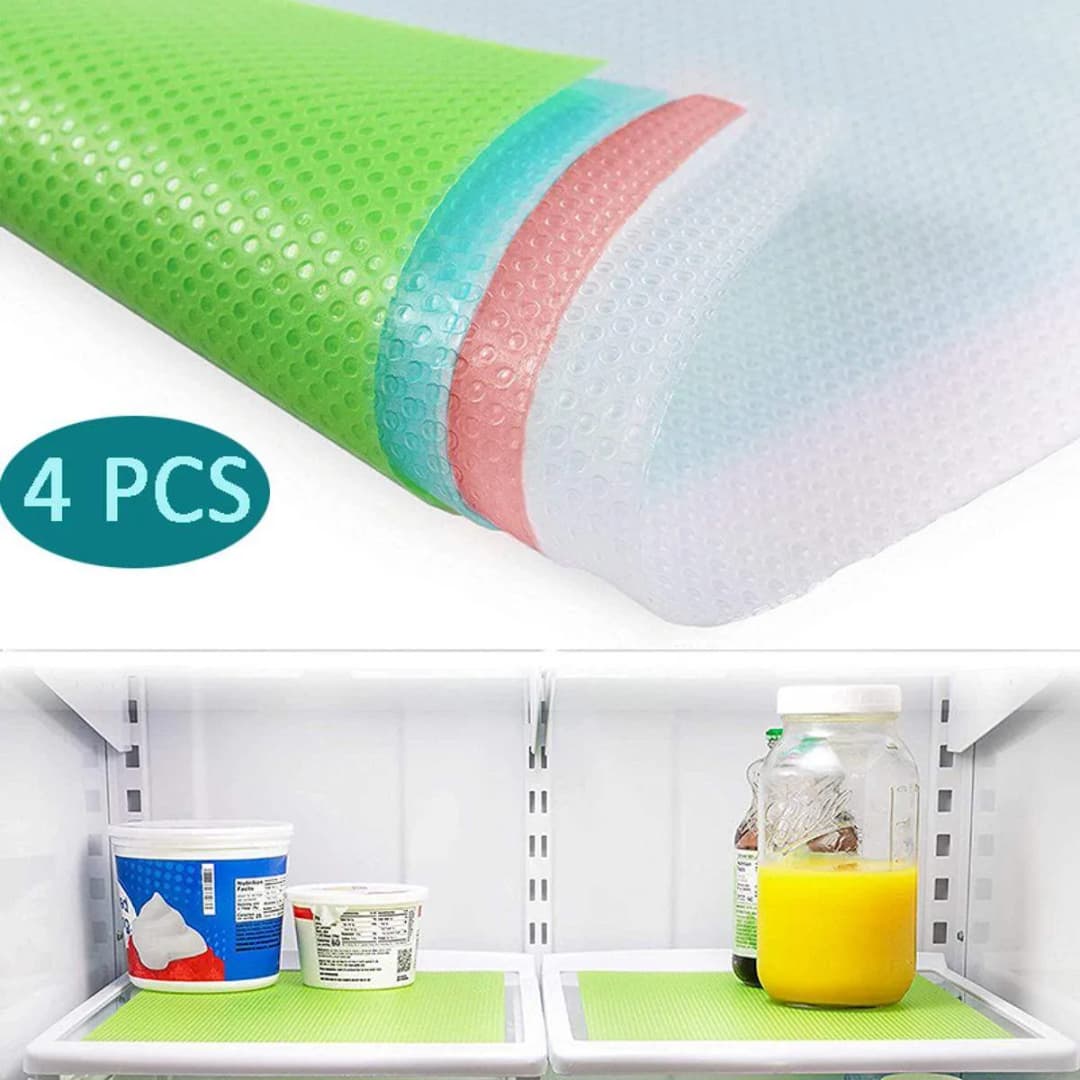 4pcs Freeze Mat, Anti Slip Fridge Mat, Washable Refrigerator Mats, Waterproof Fridge Mats, Drawer Mats thumbnail 2