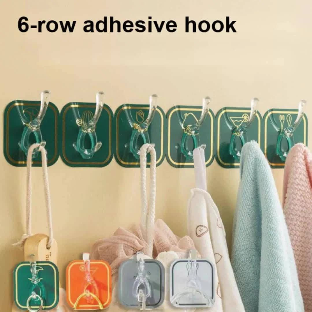 6Pcs Self Adhesive Hook Key Storage Hanger for Kitchen Bathroom Door Wall