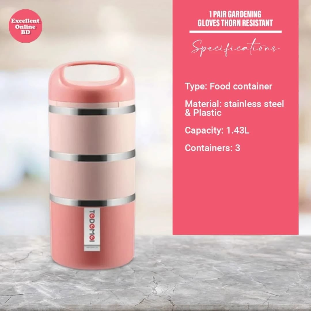 Tedemei 3-Layer Stainless Steel Lunch Box – Leak-Proof Thermal Food Container with Handle thumbnail 5