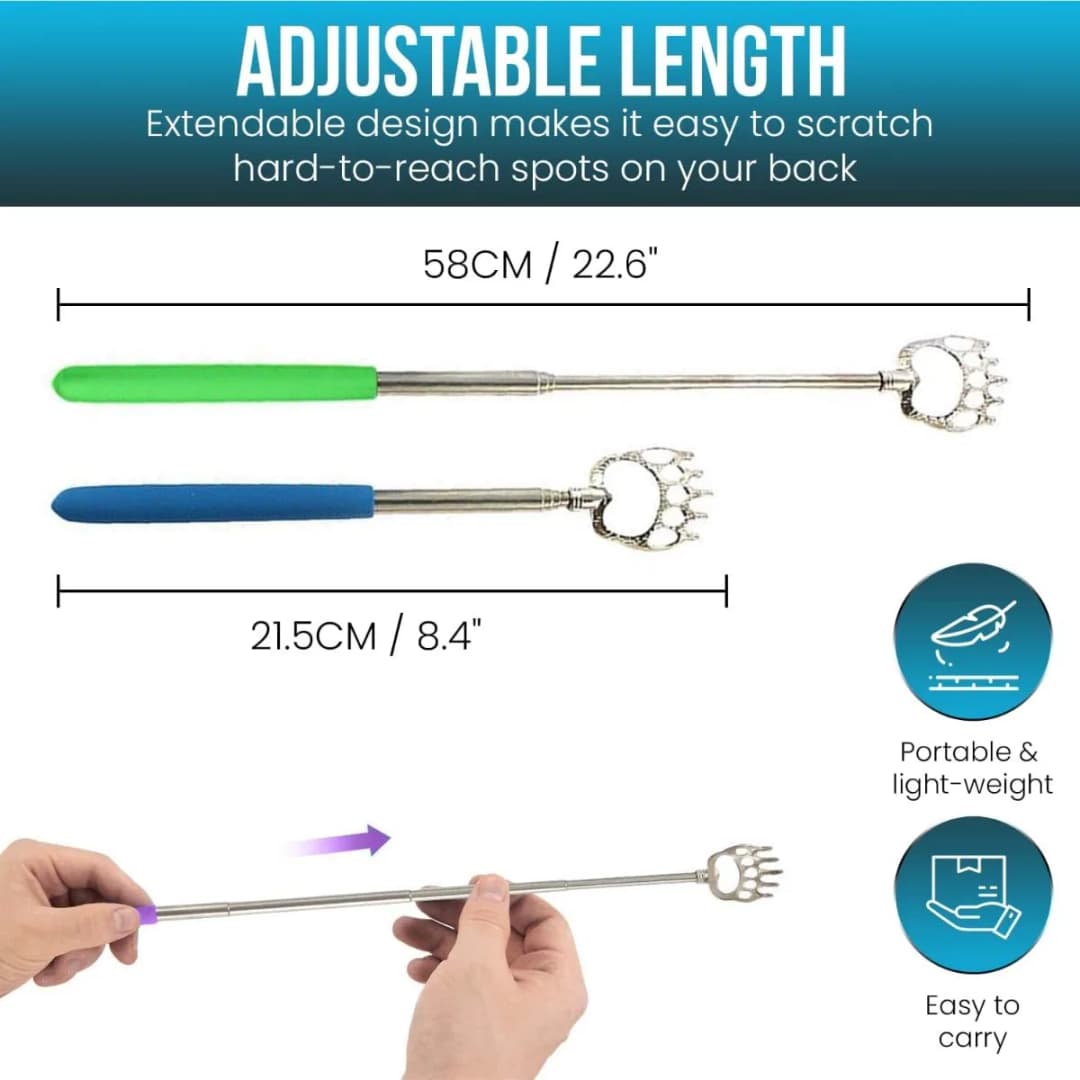 Telescoping Metal Back Scratcher with Soft Handle, Metal Back Scratchers/Hand Massager/backslap with Rubber Handles thumbnail 3