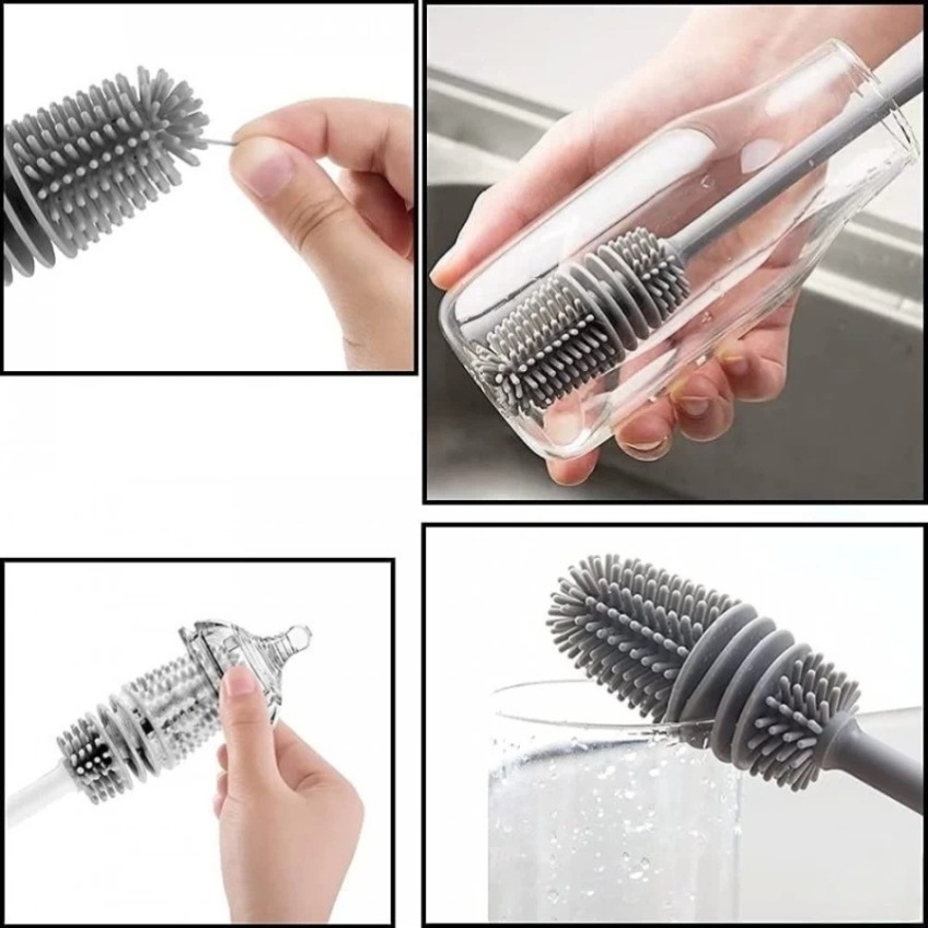 Silicone Bottle Cleaning Brush – Baby Bottle Washer with Handle thumbnail 3