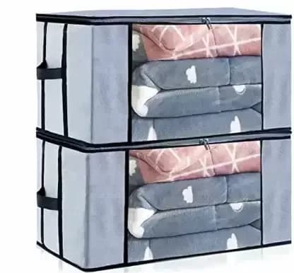 Blanket Storage Bag, Foldable Space-saving Non-woven Fabric Folding Stackable Blanket Storage Bag for Wardrobe thumbnail 8