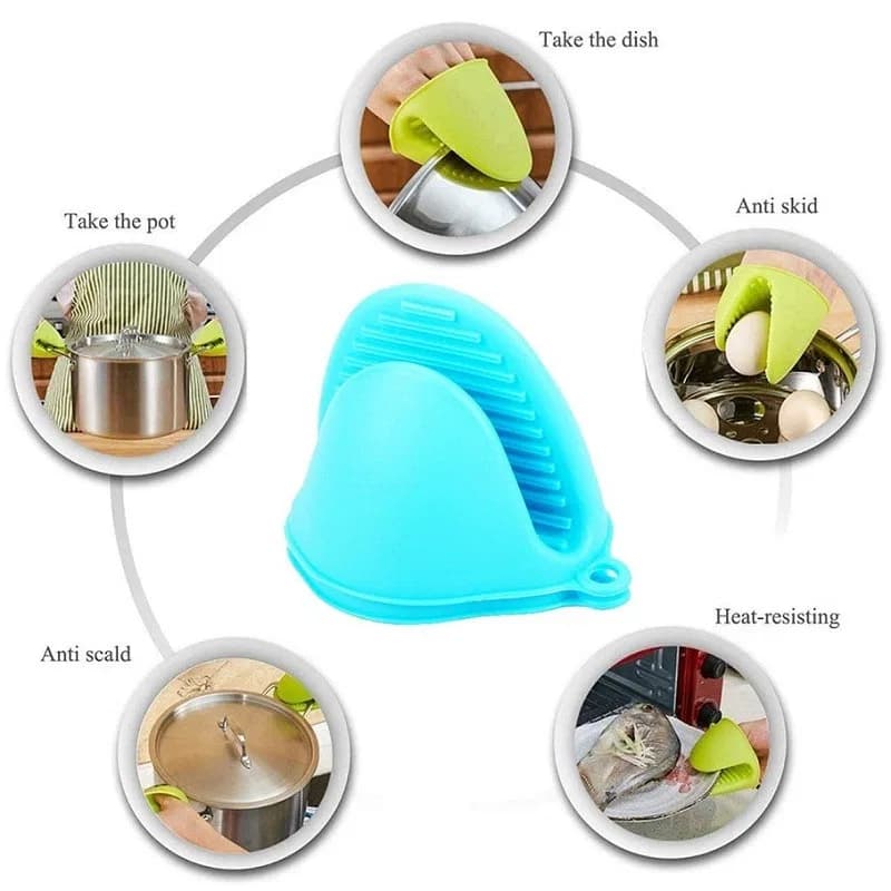 2pcs Silicone Oven Pot Holder Heat Resistant | Non-Slip Pinch Grip Oven Mitts Glove thumbnail 4