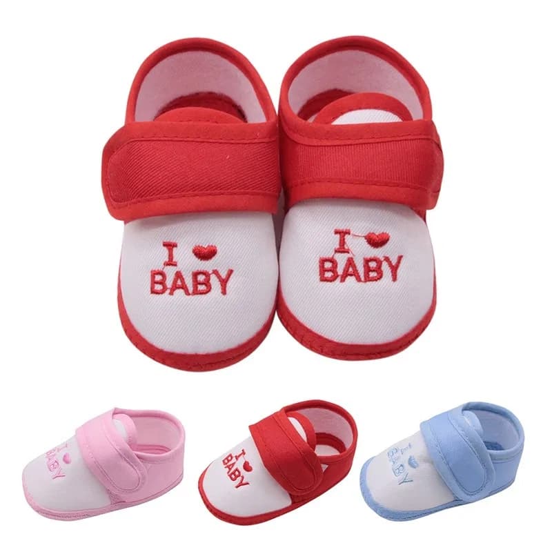 Newborn Baby Cotton Soft Shoes 0-12 Months – I Love Baby Soft Sole Infant Shoes for Newborn Boys & Girls thumbnail 2