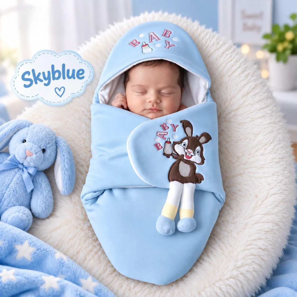 Cotton Swaddle Blankets, Swaddle Blanket Soft Wrap for 0 year Comfortable and Machine Washable with Cute Cartoon Patterns Unisex for Parties, Newborn Swaddle Wrap Cotton Cute Infant Sleeper Nursery Wrap Baby Sleeping Bag thumbnail 2
