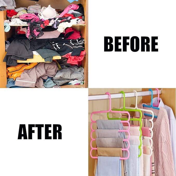 3Pcs 5 Layer Plastic Clothes Hanger – Space Saving Wardrobe Organizer thumbnail 3