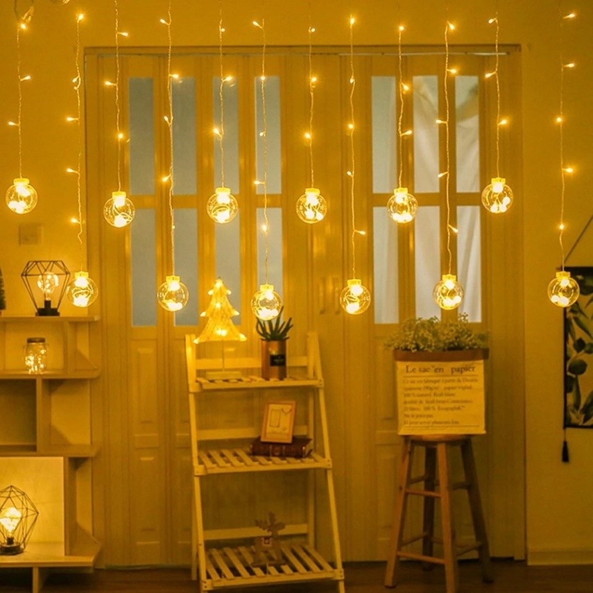 Wish Ball LED Curtain Fairy Light (12 Balls, 108 LEDs) | Warm White Decorative Curtain Light thumbnail 6