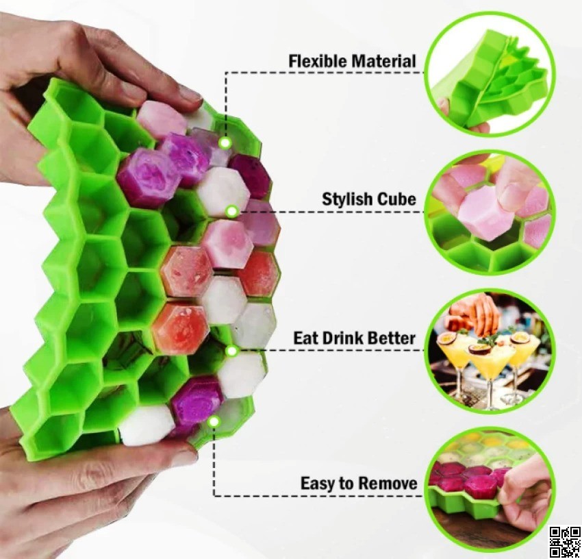 Ice Mold Tray-37 – Honeycomb Silicone Ice Cube Maker, BPA-Free Food-Grade Ice Tray thumbnail 3