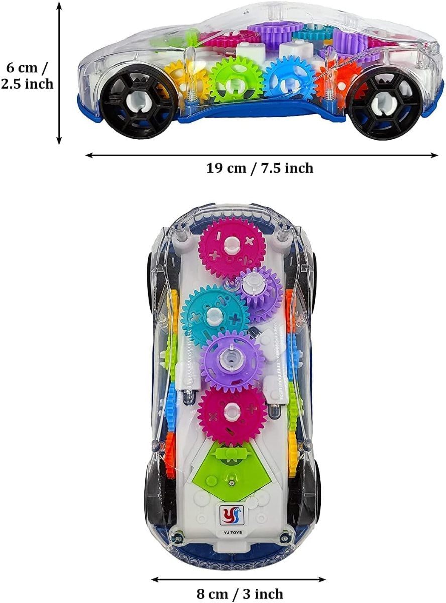 Transparent Police Gear Car Toy for Kids – 3D Mechanical Car with Light, Music & 360° Rotation thumbnail 4
