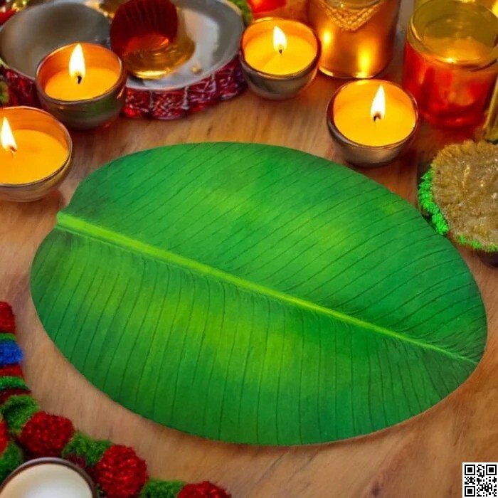 6 Pcs Banana Leaf Shaped Table Dining Mat – Green Leaf Placemat Set for Dining Table thumbnail 4