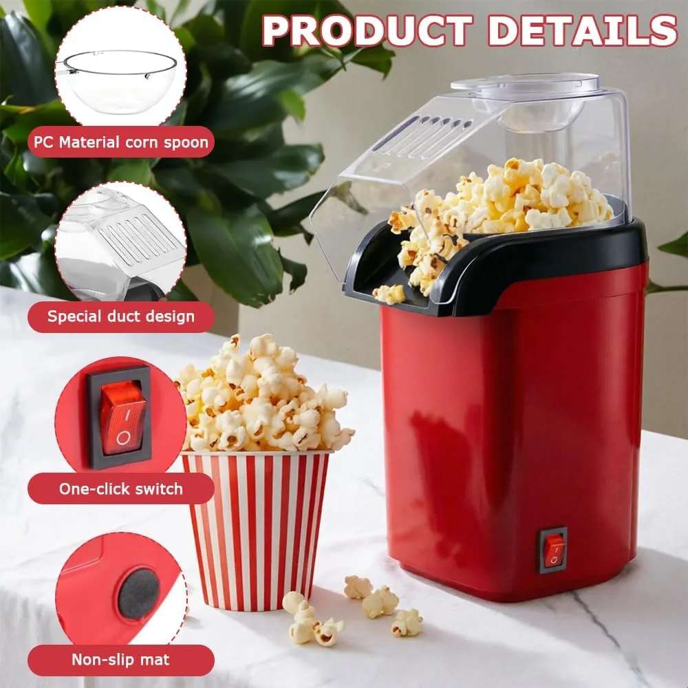 Hot Air Popcorn Machine, Mini Hot Air Popcorn Maker Without Oil, 1200W Popcorn Machine thumbnail 4