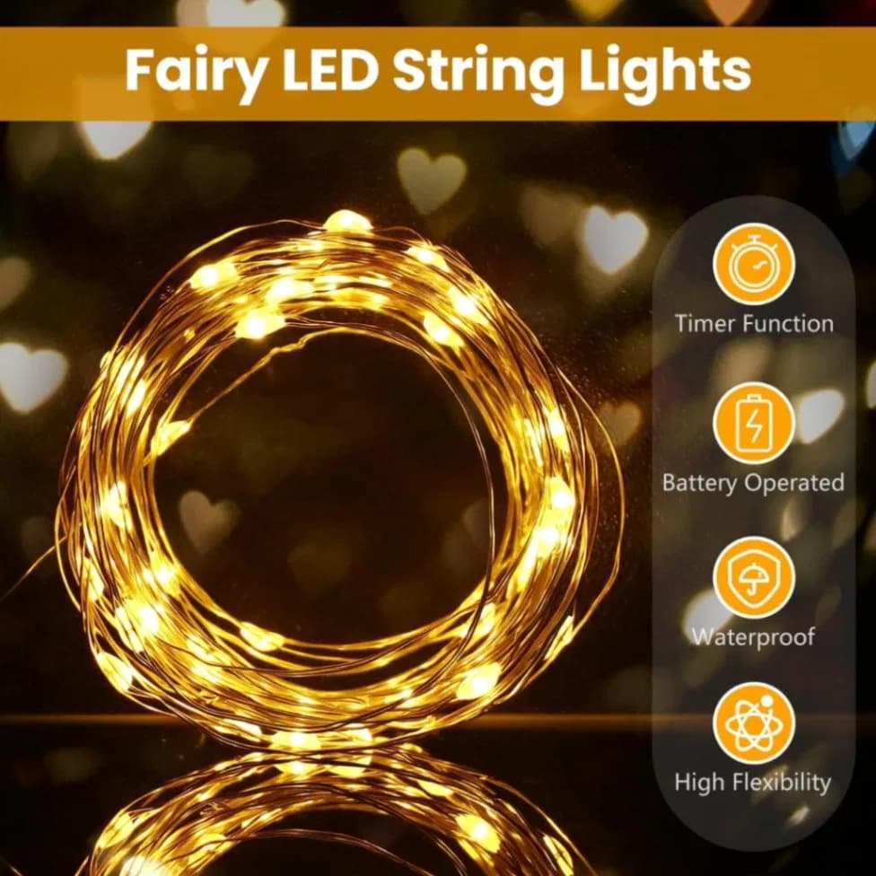 LED String Fairy Lights 3 Mode Battery Powered Garland Light For Home Bedroom Garden Birthday Wedding Party Easter Decoration
