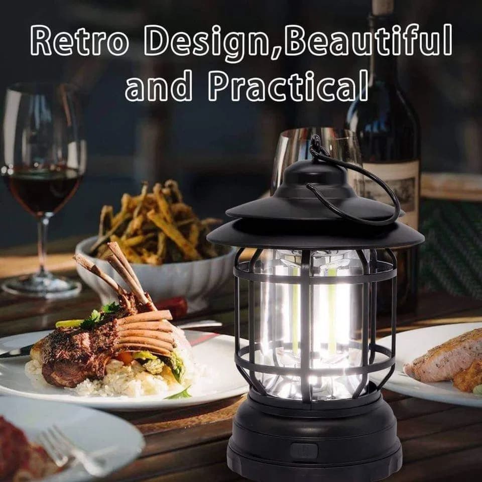 Retro Portable Camping Lantern Rechargeable Light, Camping Lamp thumbnail 5