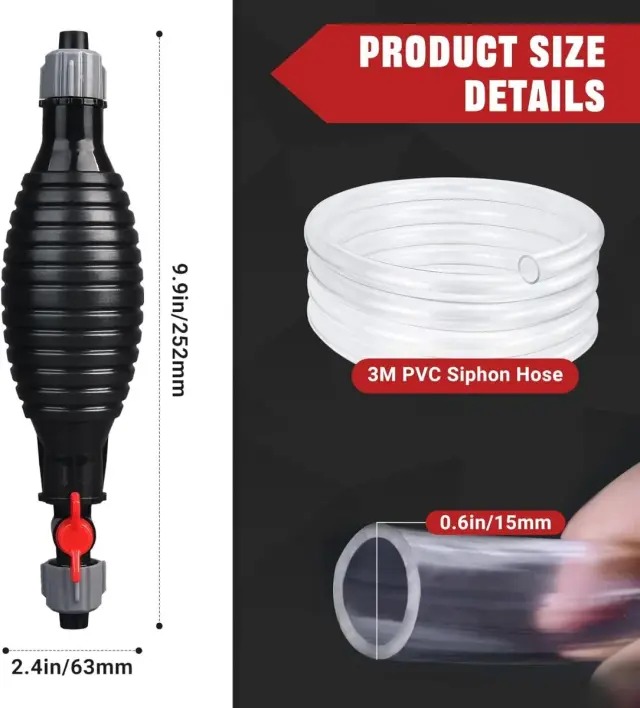 Fuel & Liquid Transfer Siphon Pump – Manual Hand Pump Kit with PVC Hose for Petrol, Diesel & Water thumbnail 2