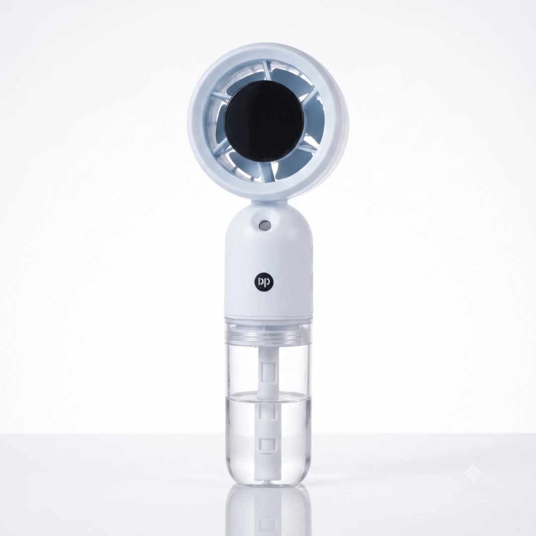 Portable 3000mAh Ice Cooling Handheld Mist Spray Fan DP-7645 with Digital Display thumbnail 4