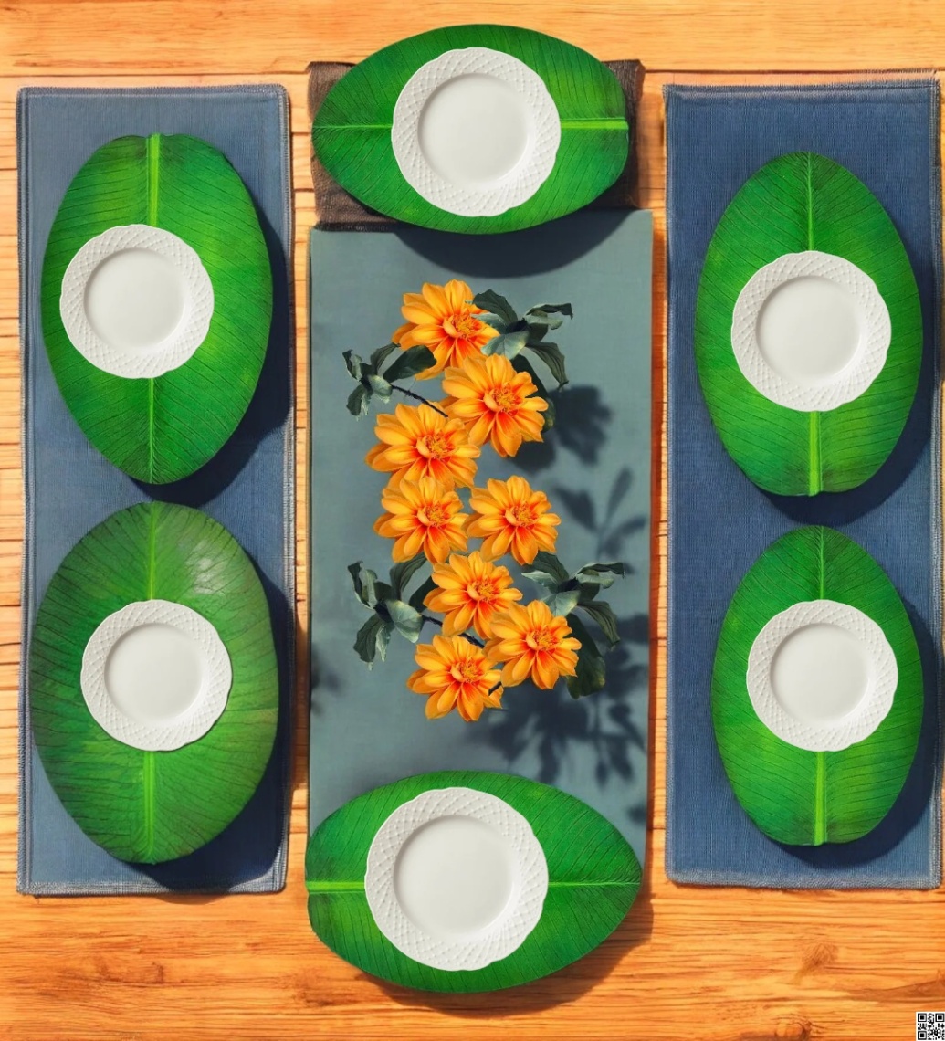 6 Pcs Banana Leaf Shaped Table Dining Mat – Green Leaf Placemat Set for Dining Table thumbnail 2