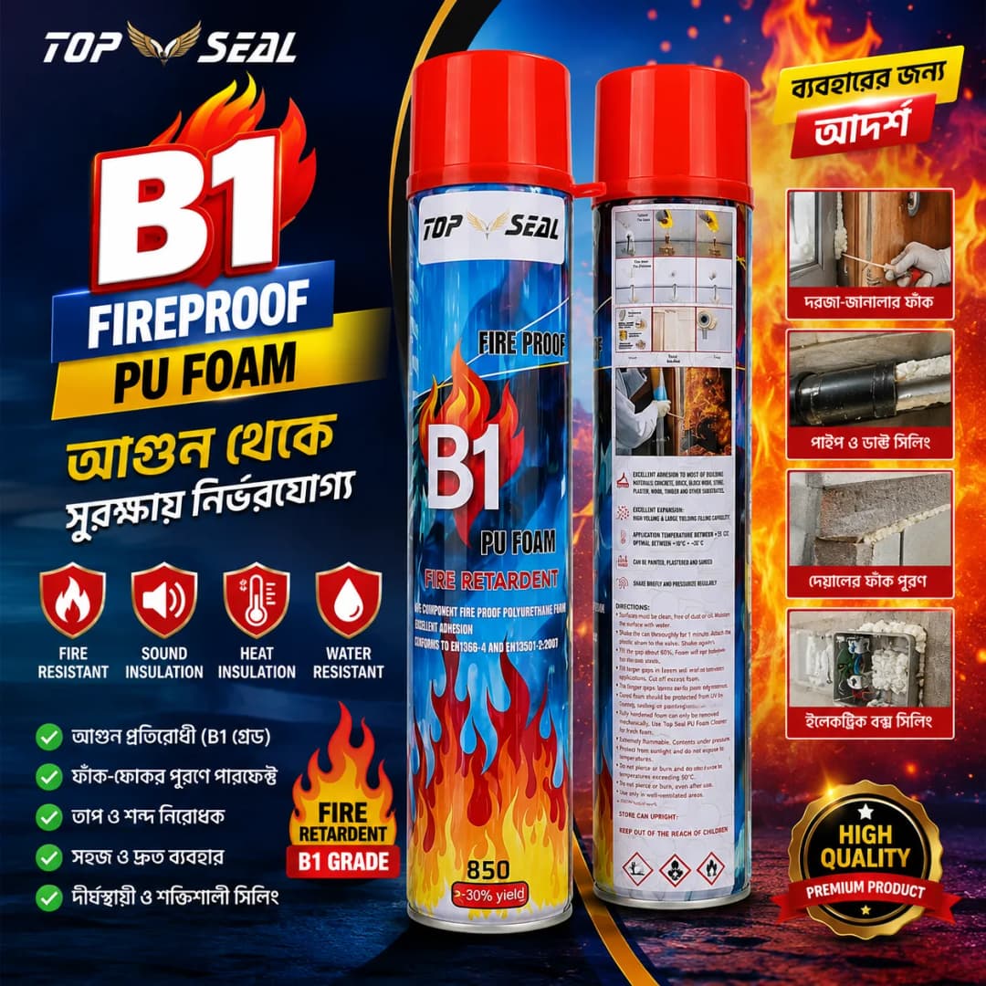 Top Seal B1 Fireproof PU Foam Spray 850ml, Polyurethane Foam Expanding Spray, Heatproof Waterproof Pu Foam Spray thumbnail 3