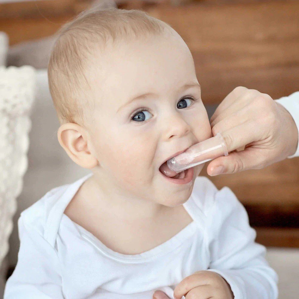 Silicone Baby Finger Toothbrush with Cover | Soft BPA Free Baby Gum & Teeth Cleaning Brush thumbnail 3