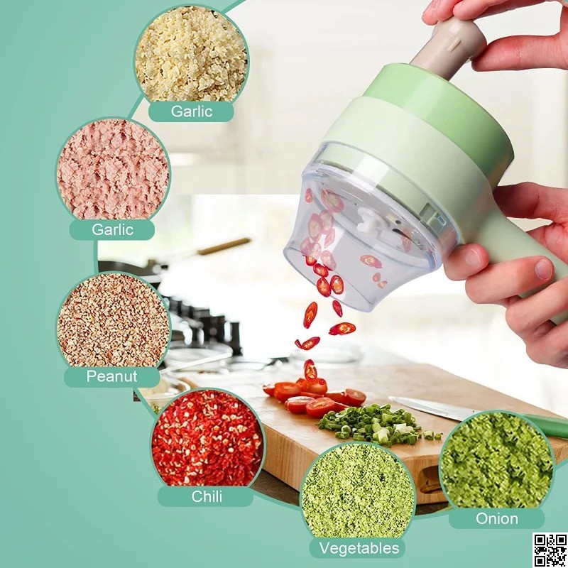 Gatling Food Chopper – Portable Electric Vegetable Cutter Set thumbnail 3
