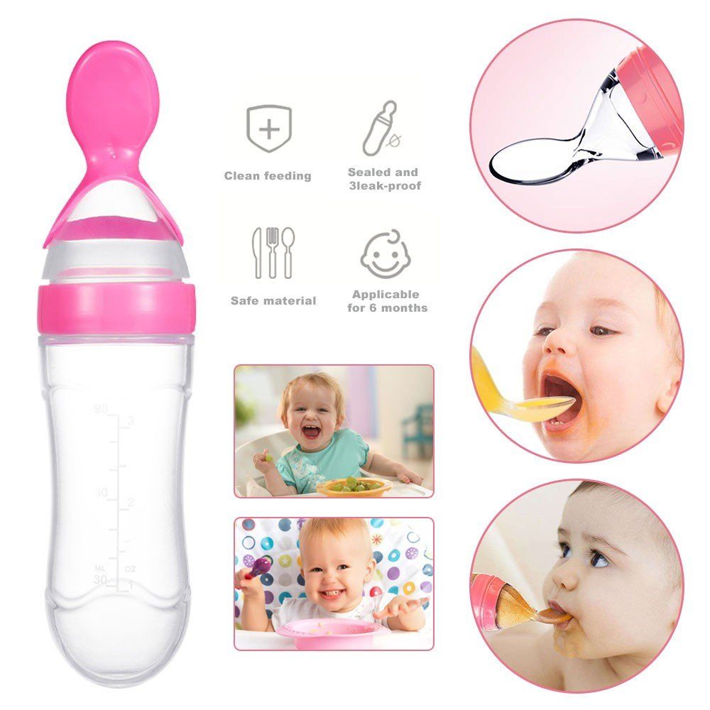 Baby Silicone Spoon Feeder 125ml | BPA Free Baby Food Feeding Bottle Spoon thumbnail 2