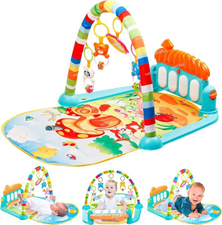 Baby Gym Play Mat Activity Center | Kick and Play Piano Gym Mat with Music & Lights for Newborn to Toddler thumbnail 2