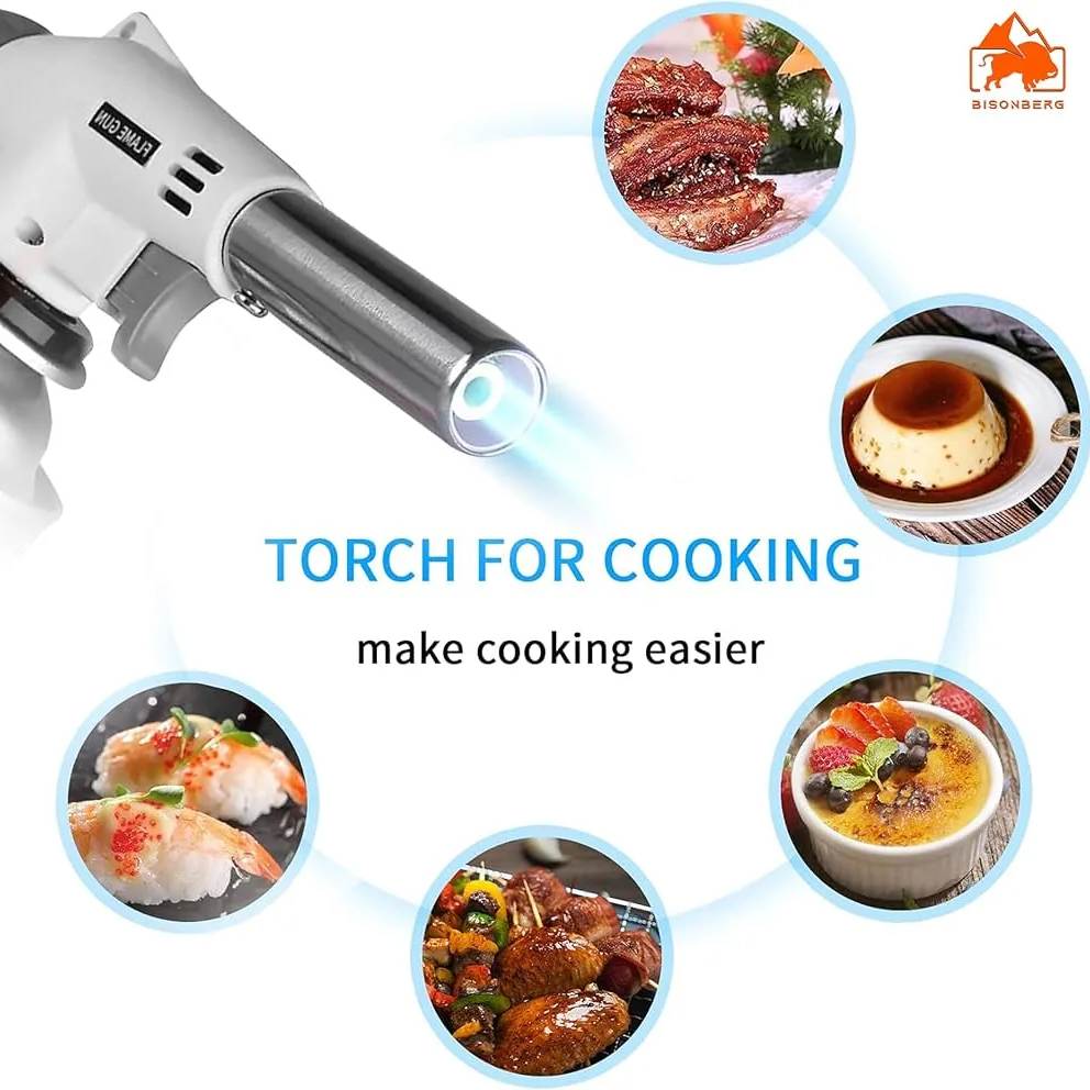 Automatic Flame Gas Torch, Butane Torch Kitchen Blow Lighter - Culinary Torches Chef Cooking Professional Adjustable Flame with Reverse Use for Creme, Brulee, BBQ, Baking, Jewelry thumbnail 4