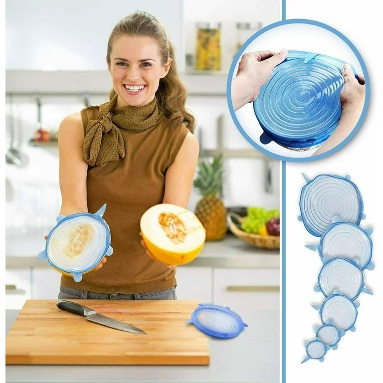 Silicone Stretch Food Cover Set (Big) – Reusable Elastic Lid Covers (6pcs) thumbnail 2