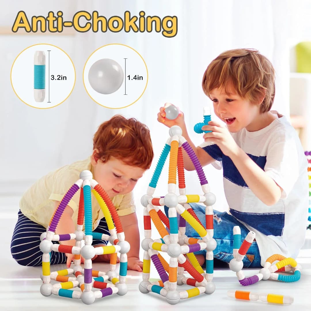 40Pcs Flexible Magnetic Tube Block Toys, Retractable Magnetic Sticks Building Toy Set-Flexible Magnetic Rods & Balls, Educational Building Blocks thumbnail 7