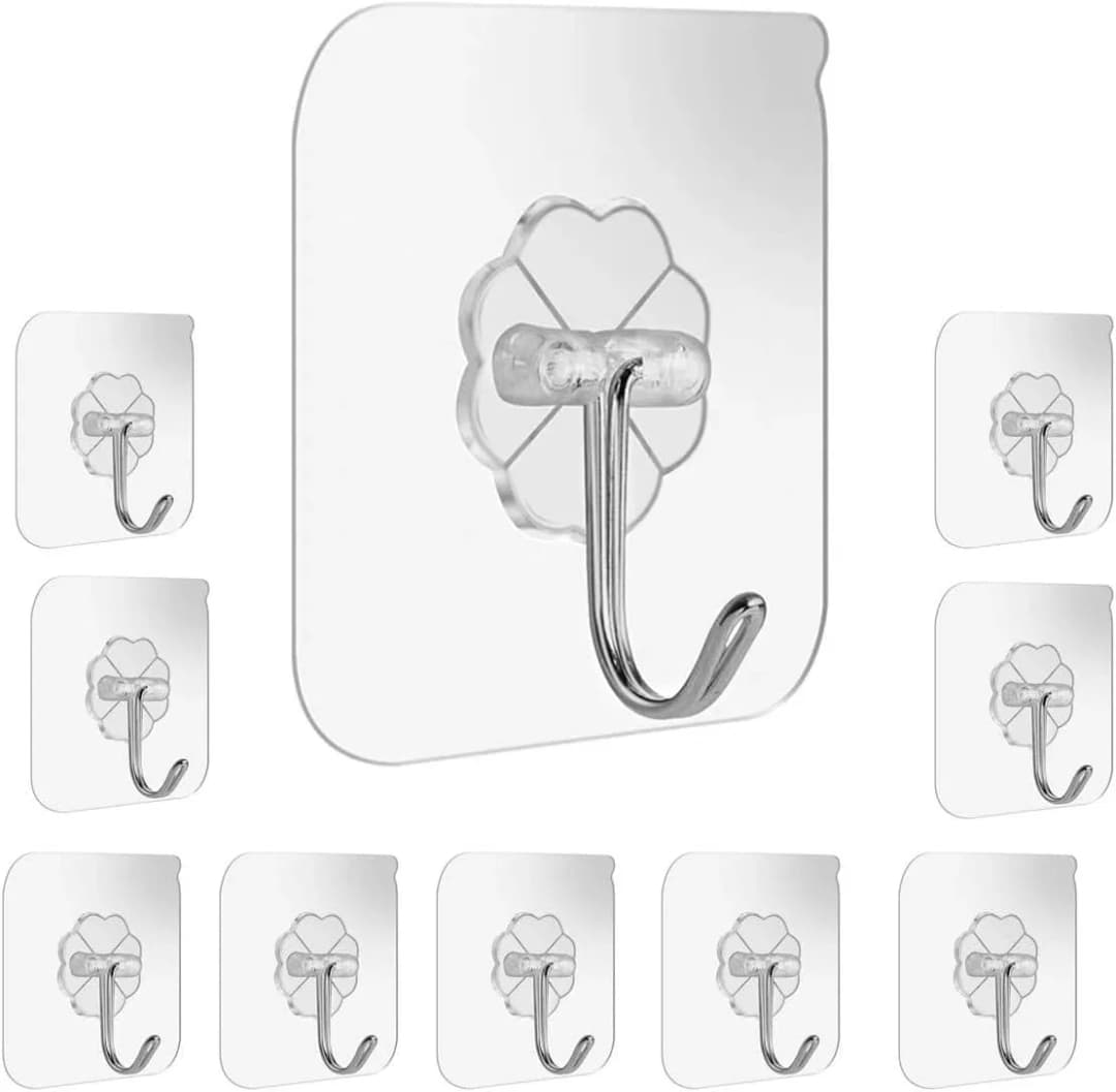 10pcs Transparent Hanger Hook, Waterproof Transparent Adhesive Hooks for Wall