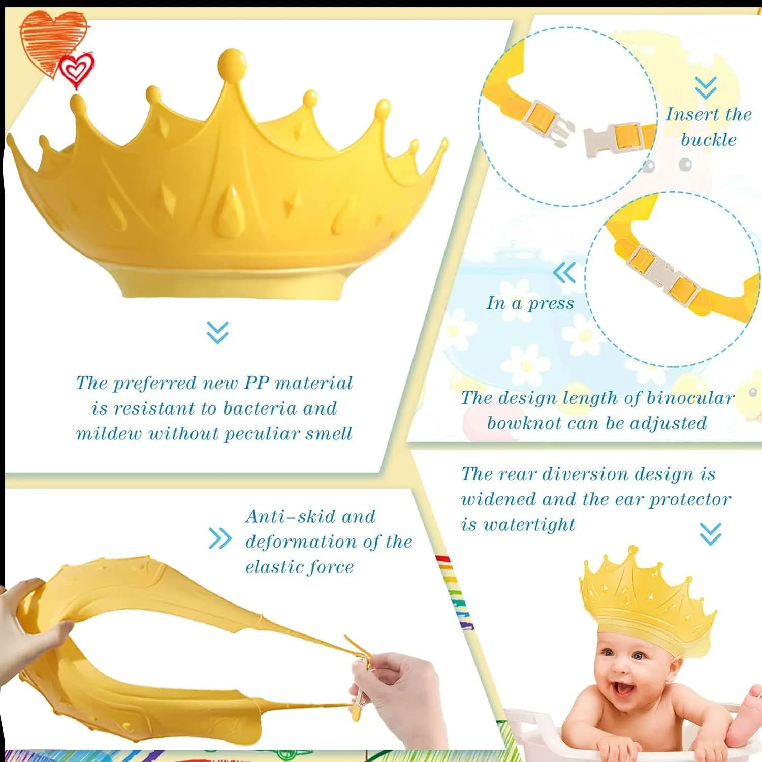 Silicone Shower Cap For Baby, Baby Shower Cap Silicone Shampoo Hat thumbnail 4