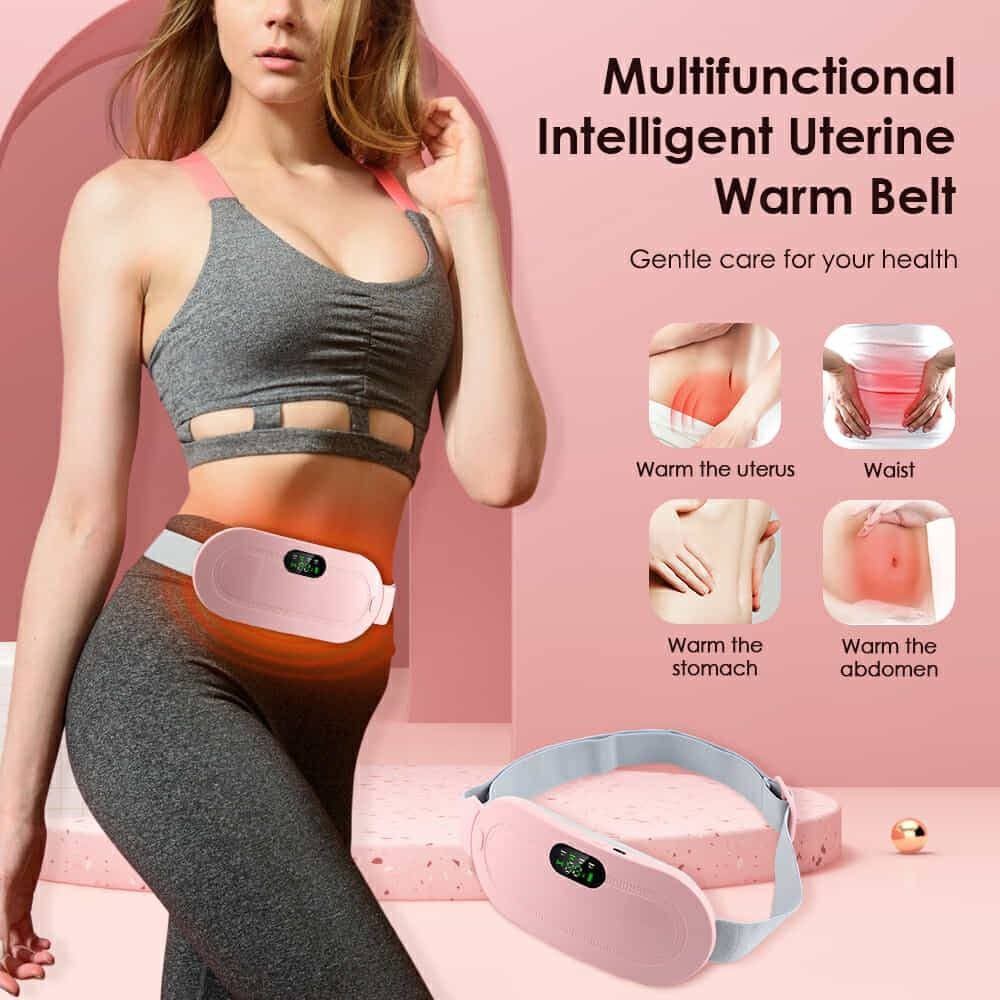 Menstrual Heating Pad Slimming Massage Belt LCD Display USB Rechargeable Period Pain Relief Belt for Women Bangladesh thumbnail 5