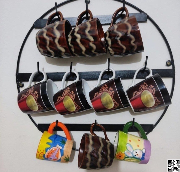 Coffee Mug Holder Wall Mounted Circular Metal Cup Storage Rack thumbnail 3
