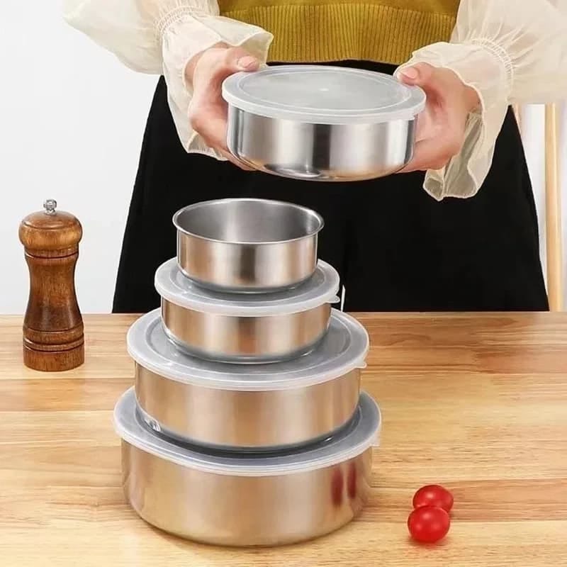 Stainless Steel Food Box 5 Pieces Set – Food Storage Bowls with Plastic Lid thumbnail 4