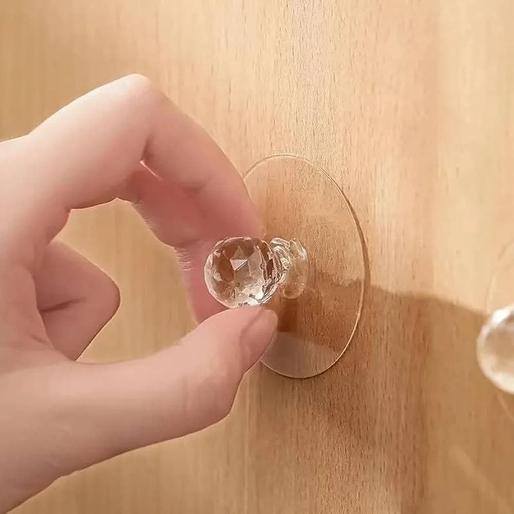 10pcs Self Adhesive Diamond Hook, Crystal Drawer Handles Door Knobs thumbnail 5