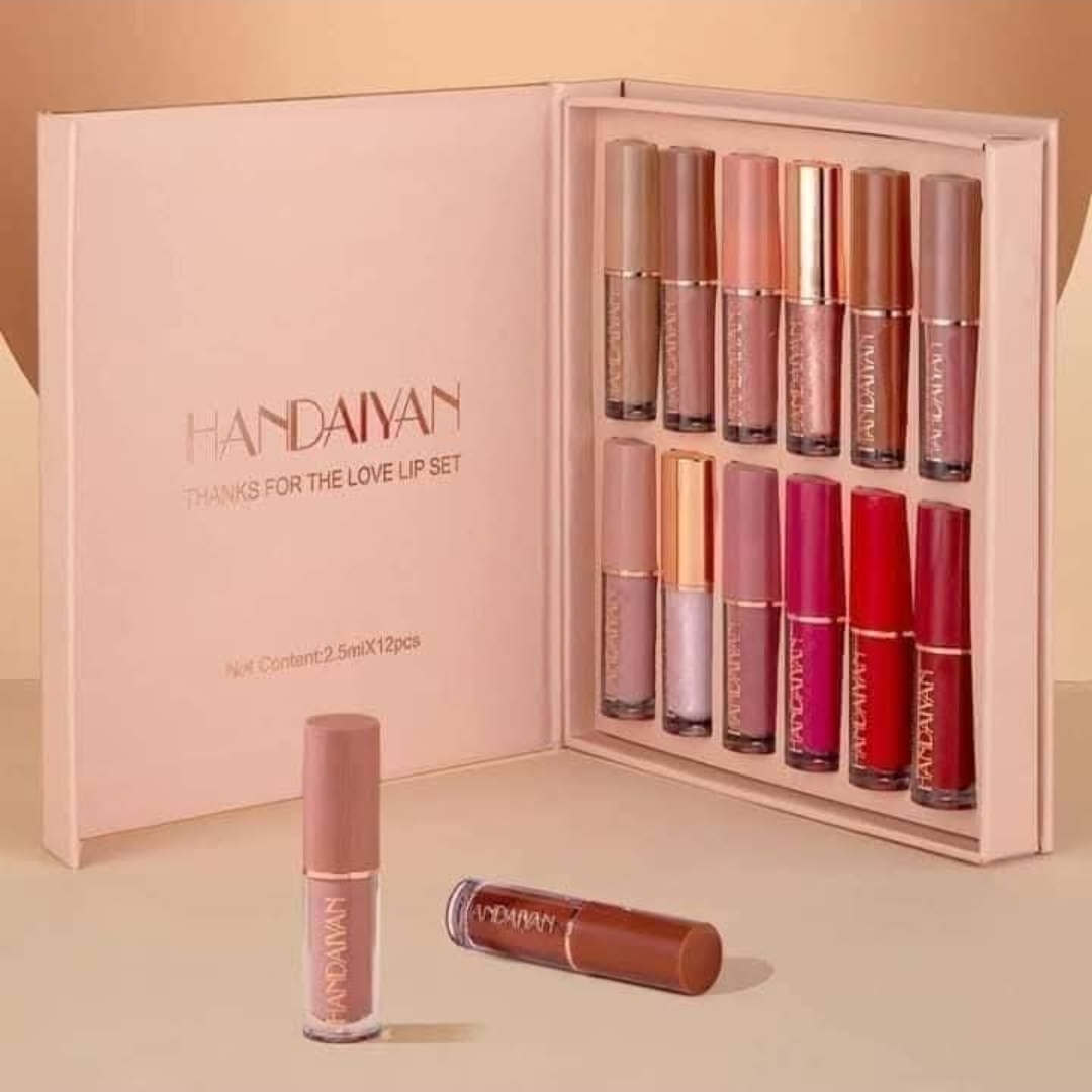 HANDAIYAN Liquid Matte Lipstick Set (12 Shades) – Waterproof & Long-Lasting Lip Color Box