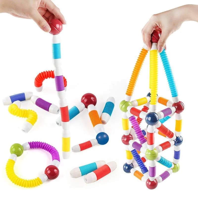 40Pcs Flexible Magnetic Tube Block Toys, Retractable Magnetic Sticks Building Toy Set-Flexible Magnetic Rods & Balls, Educational Building Blocks thumbnail 4