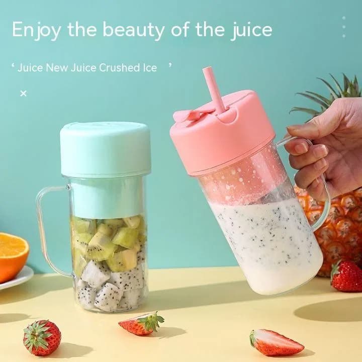 Portable Crusher Juicer With Handle & Straw, USB Rechargeable 6 Blades (500ml) thumbnail 4