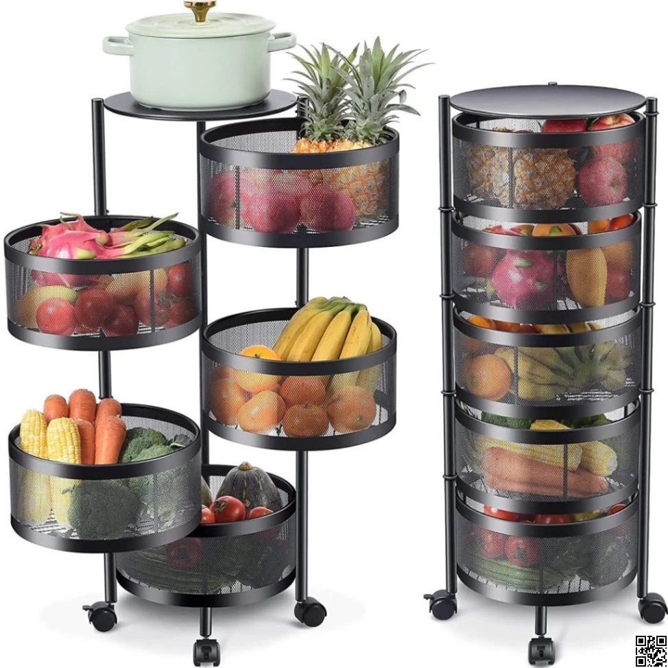 5 Layer Kitchen Storage Rack – Multi-Tier Rolling Storage Organizer thumbnail 2