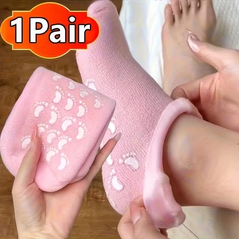 Spa Gel Socks for Cracked Heel Repair – Reusable Spa Gel Socks with Inner Silicone Lining for Dry & Cracked Feet Care thumbnail 2