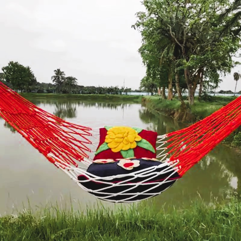 Premium Handmade Silk Rope Hammock Swing for Indoor, Balcony & Outdoor Camping thumbnail 6