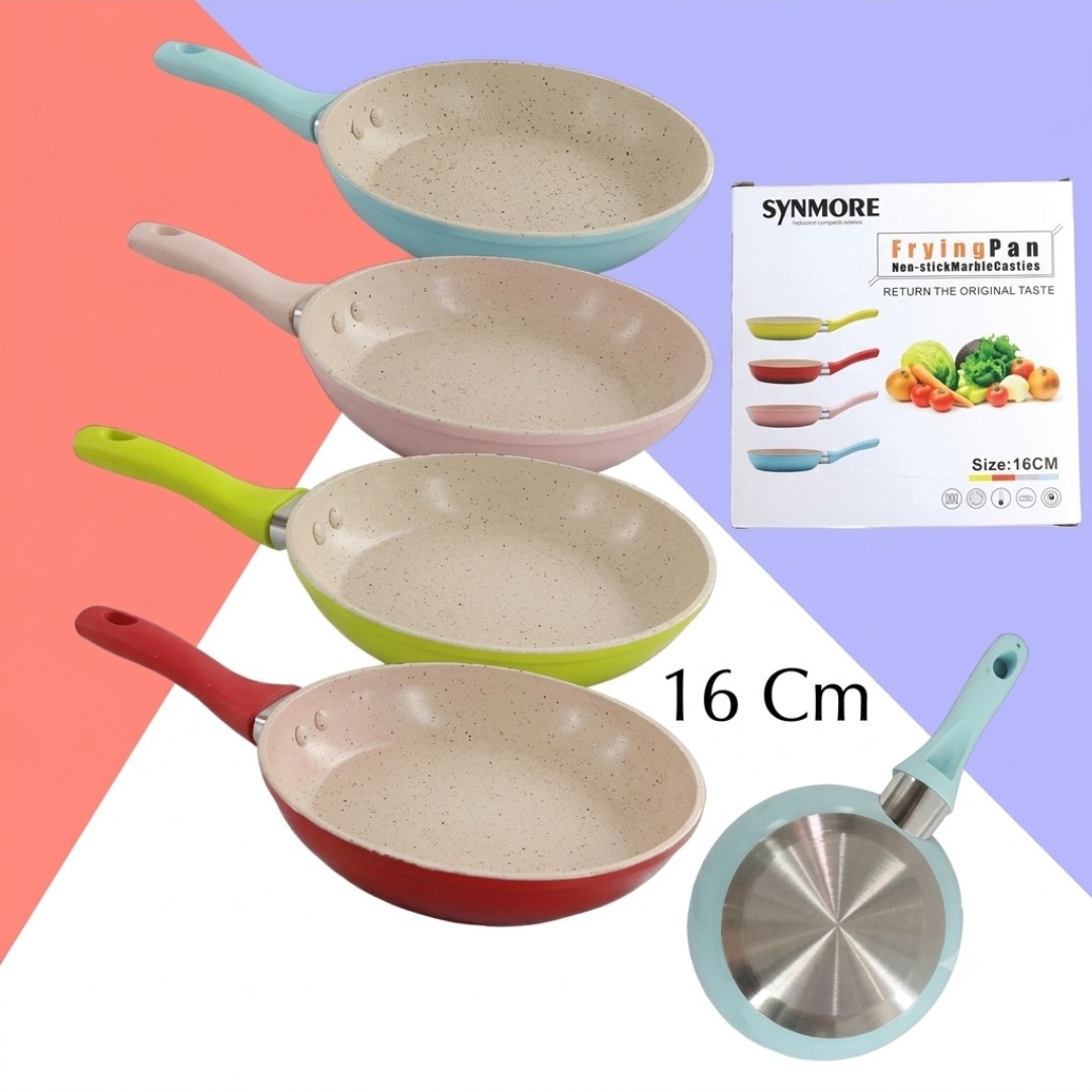 SYNMORE Non-Stick Frying Pan 16CM Marble Coating and Silicone handle