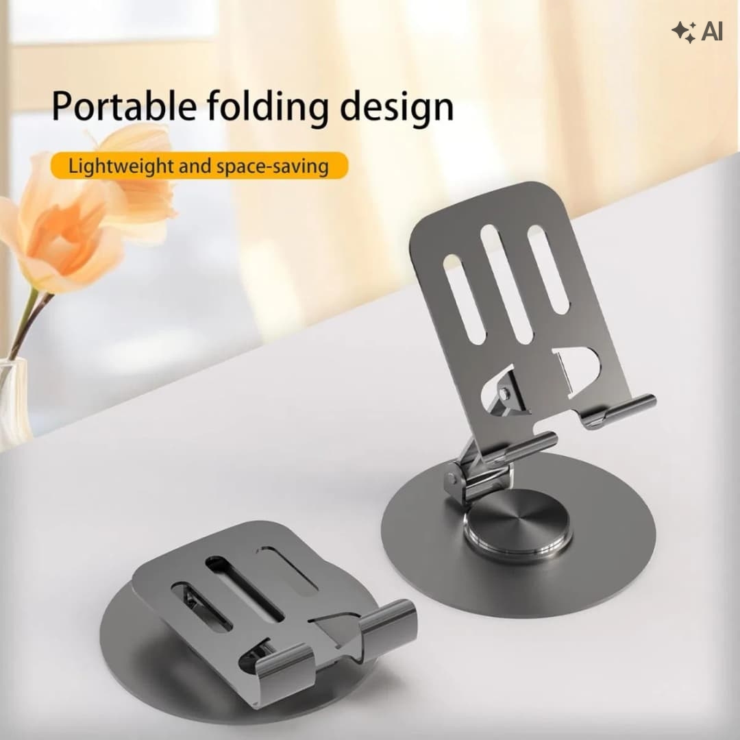 360° Rotating Foldable Tablet Phone Holder, Multi-angle Adjustable Desk Cell Phone Stand thumbnail 3