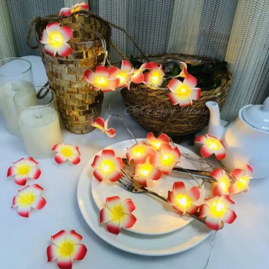 Artificial Plumeria String Light, Led kathgolap Flower Fairy Light thumbnail 3