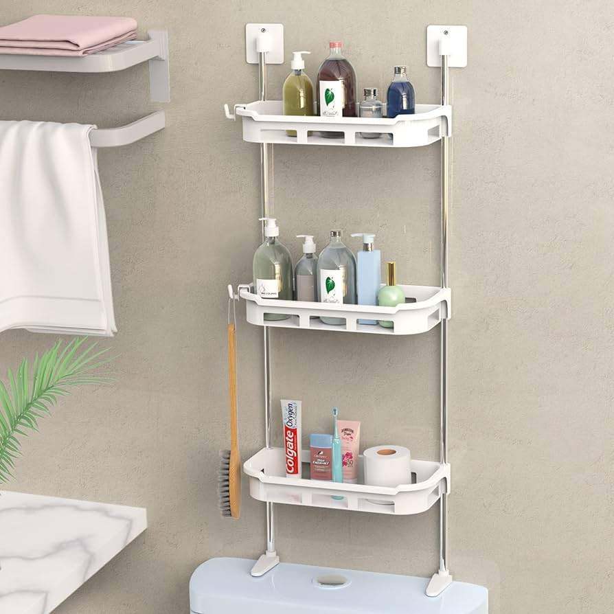 Premium 3 Tier Multifunctional Kitchen & Bathroom Wall Hanging Storage Rack – Space-Saving Toilet Flash Tank Organizer Bin thumbnail 4